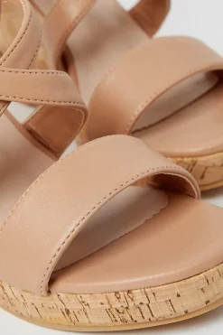 Kendrick Cross Strap Cork Covered Wedge Sandals