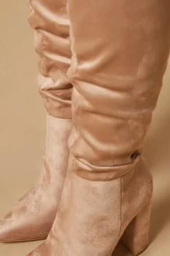 Kenia Faux Suede High Block Heel Pointed Knee Boot