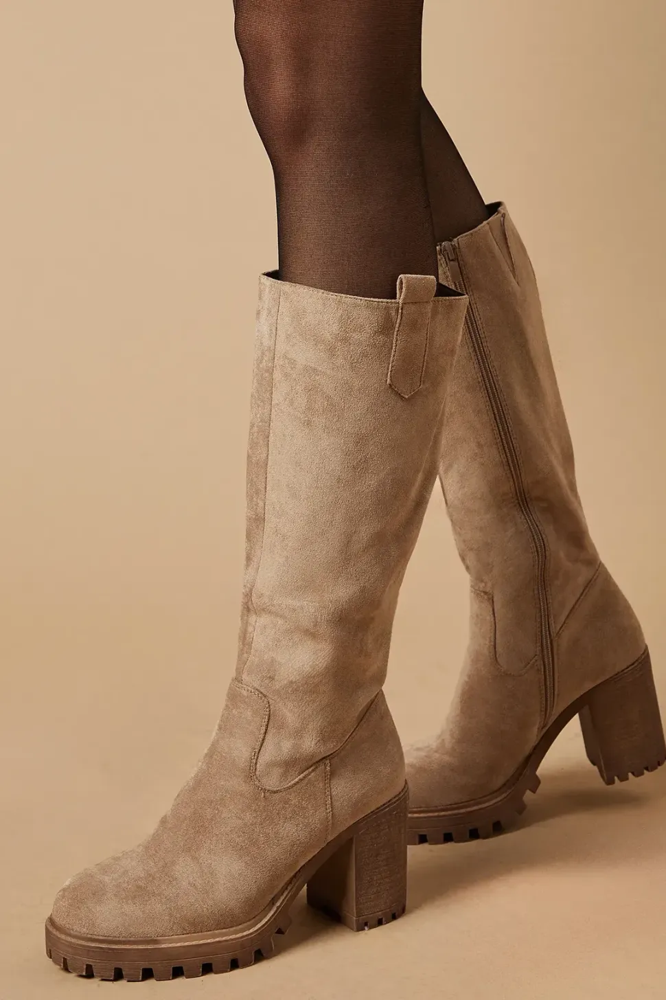 Kera Faux Suede Chunky Platform Knee Boot