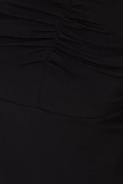 Keyhole Ruched Yoke Long Sleeve Midi Dress