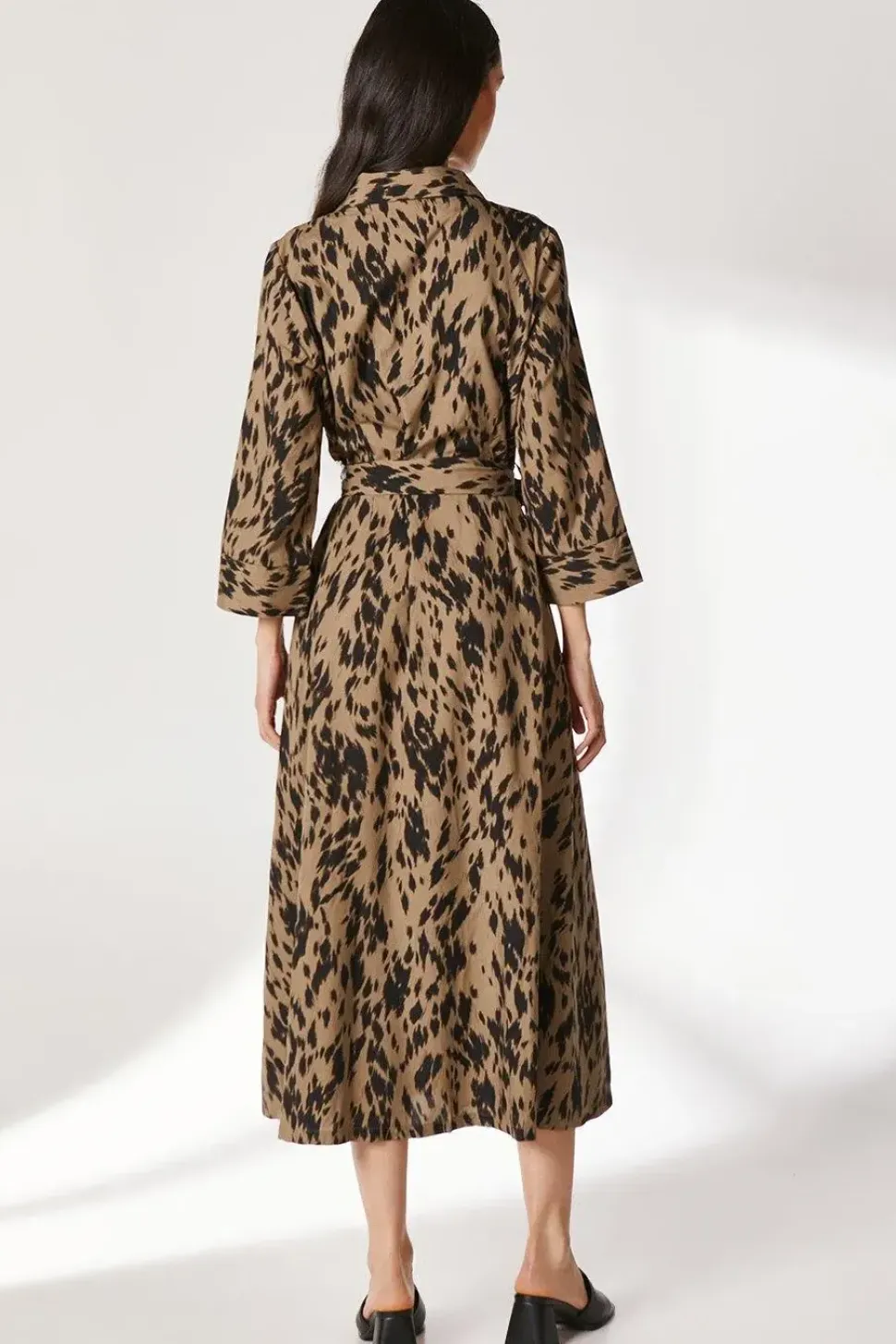Khaki Abstract Shirt Dress