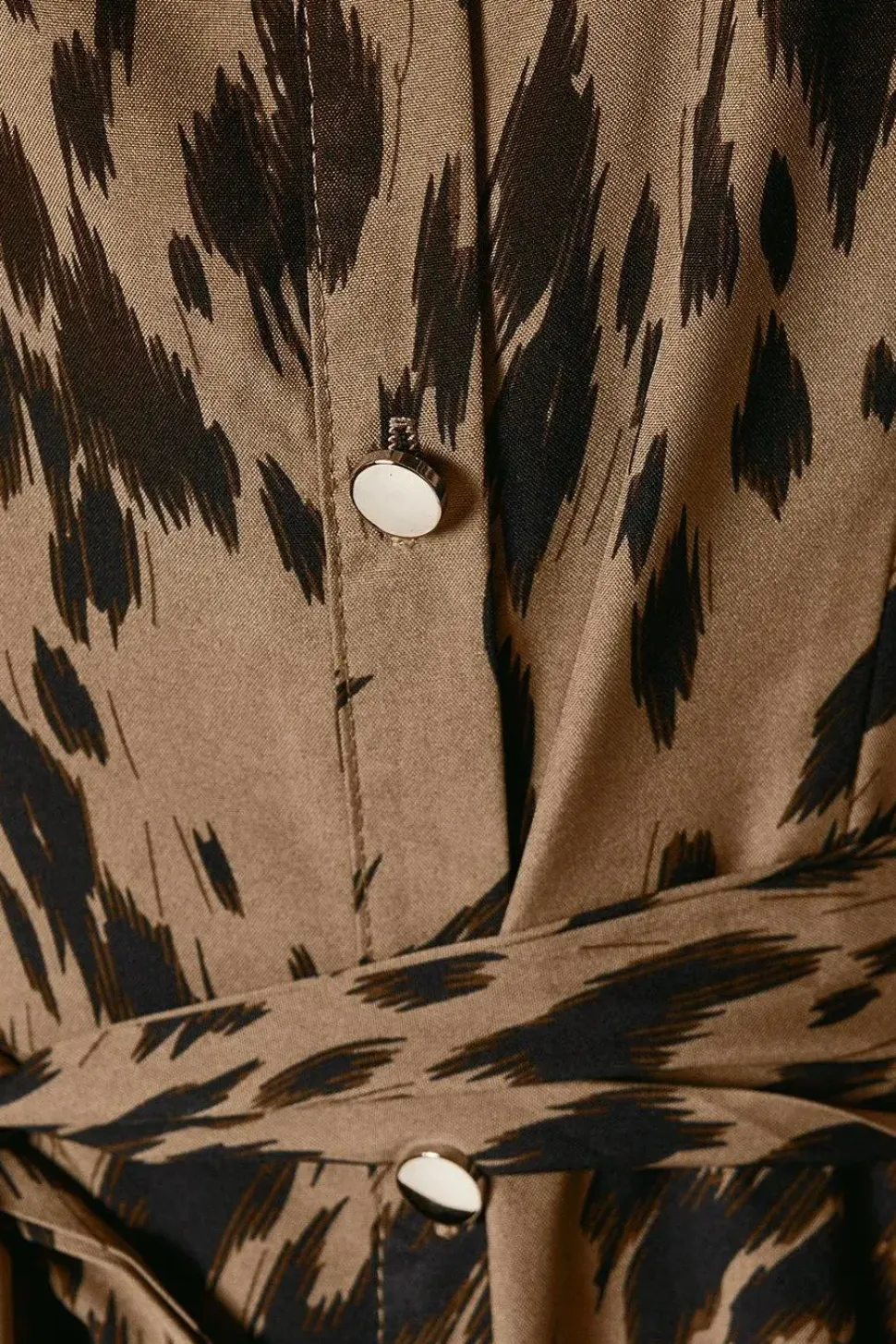 Khaki Abstract Shirt Dress
