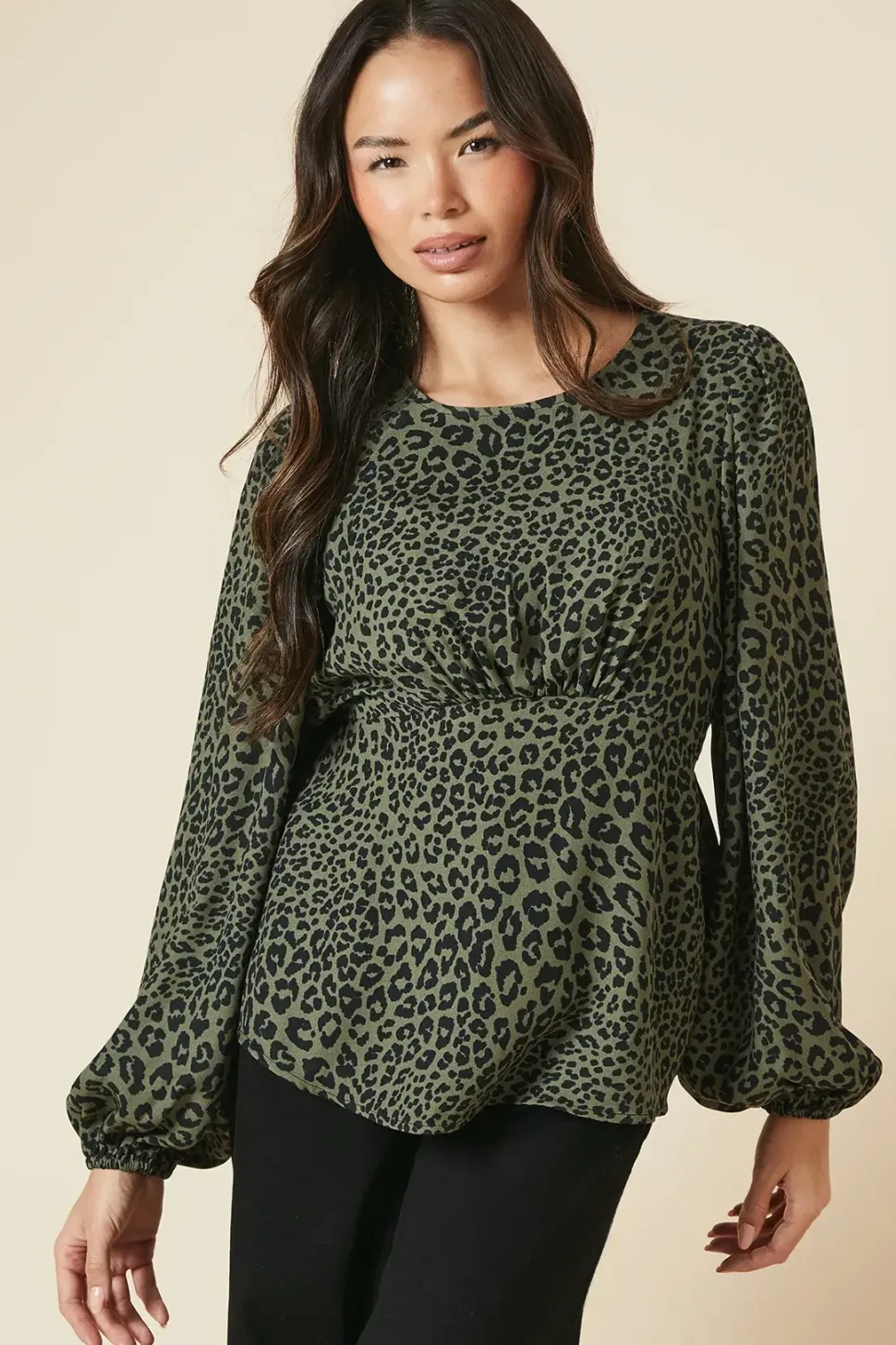 Khaki Animal Tea Blouse