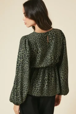Khaki Animal Tea Blouse