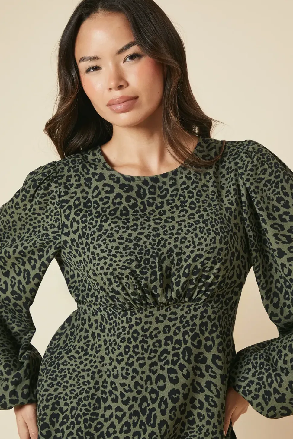 Khaki Animal Tea Blouse