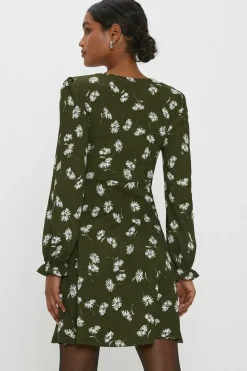 Khaki Floral Mini Dress