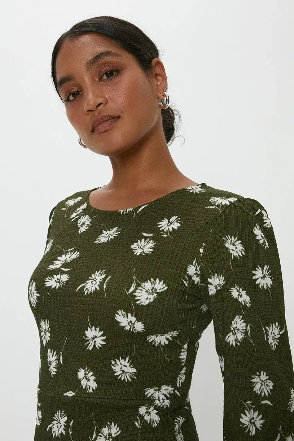 Khaki Floral Mini Dress