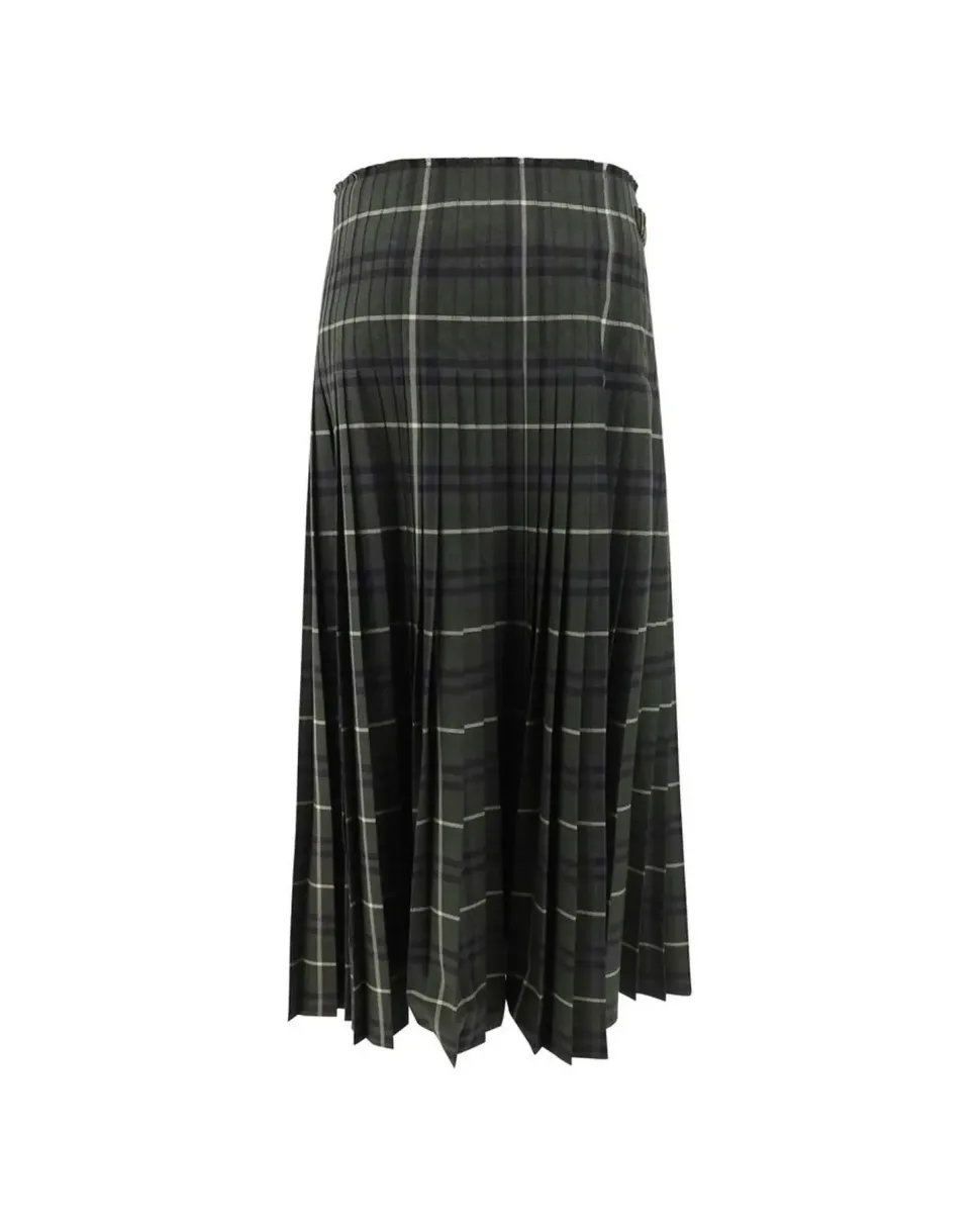 Kilt Long Skirt with Pleated Design and Archivio Check Pattern