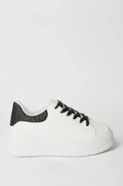 Kimmis Glitter Lace Up Platform Trainers