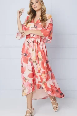 Kimono Sleeve Hi Lo Wrap Dress