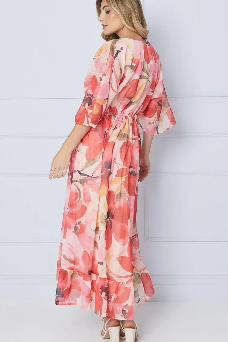 Kimono Sleeve Hi Lo Wrap Dress