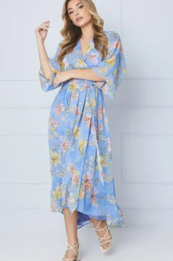 Kimono Sleeve Hi Lo Wrap Dress