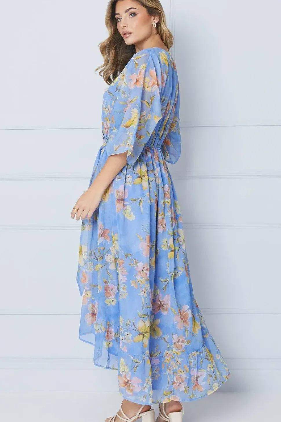 Kimono Sleeve Hi Lo Wrap Dress