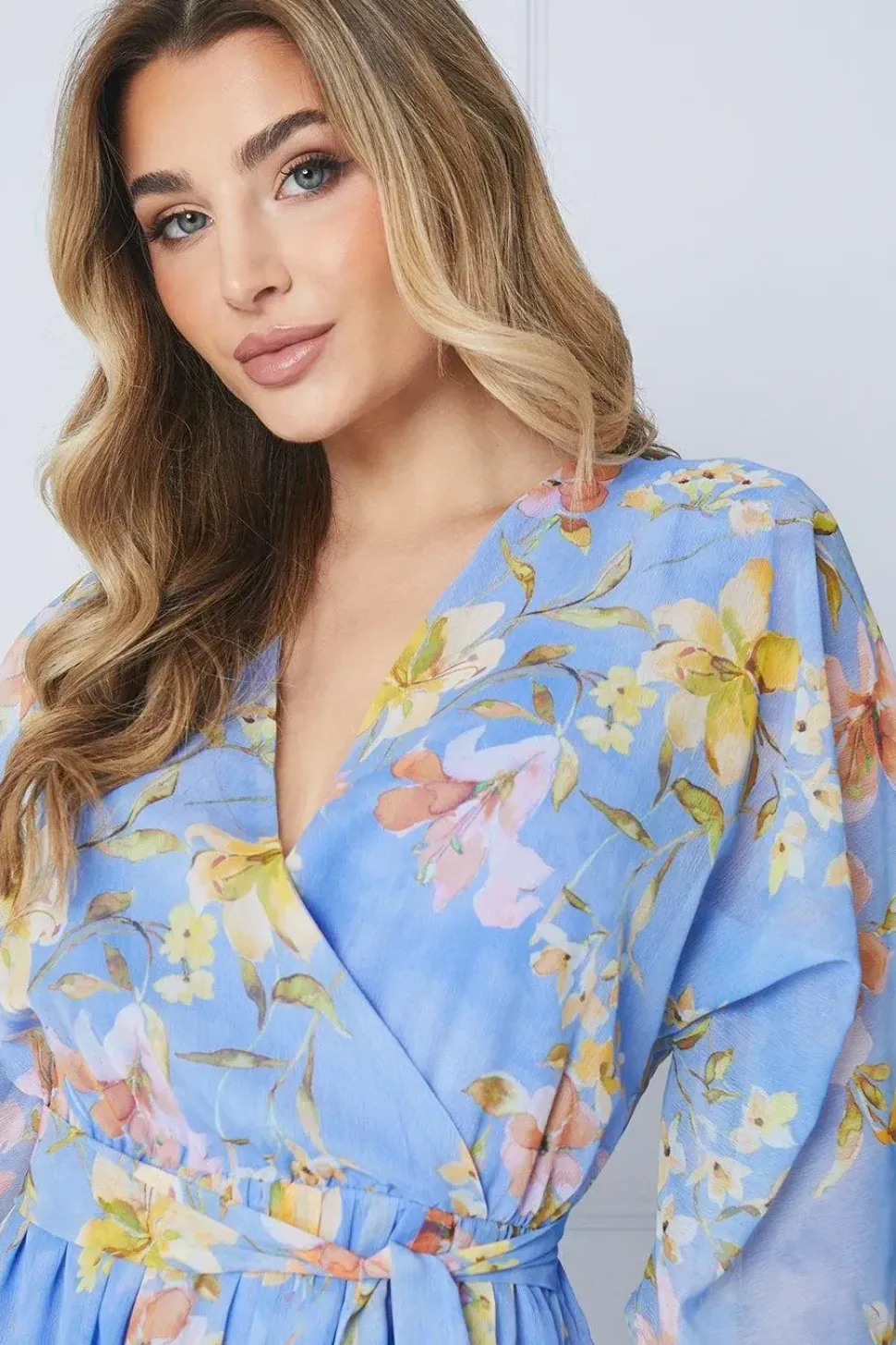 Kimono Sleeve Hi Lo Wrap Dress