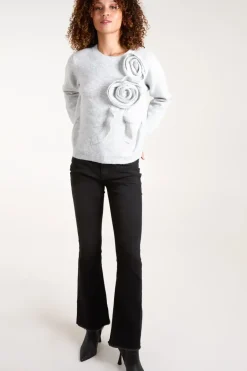 Knit Corsage Flower Jumper