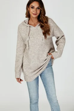 Knit Hoodie In Beige