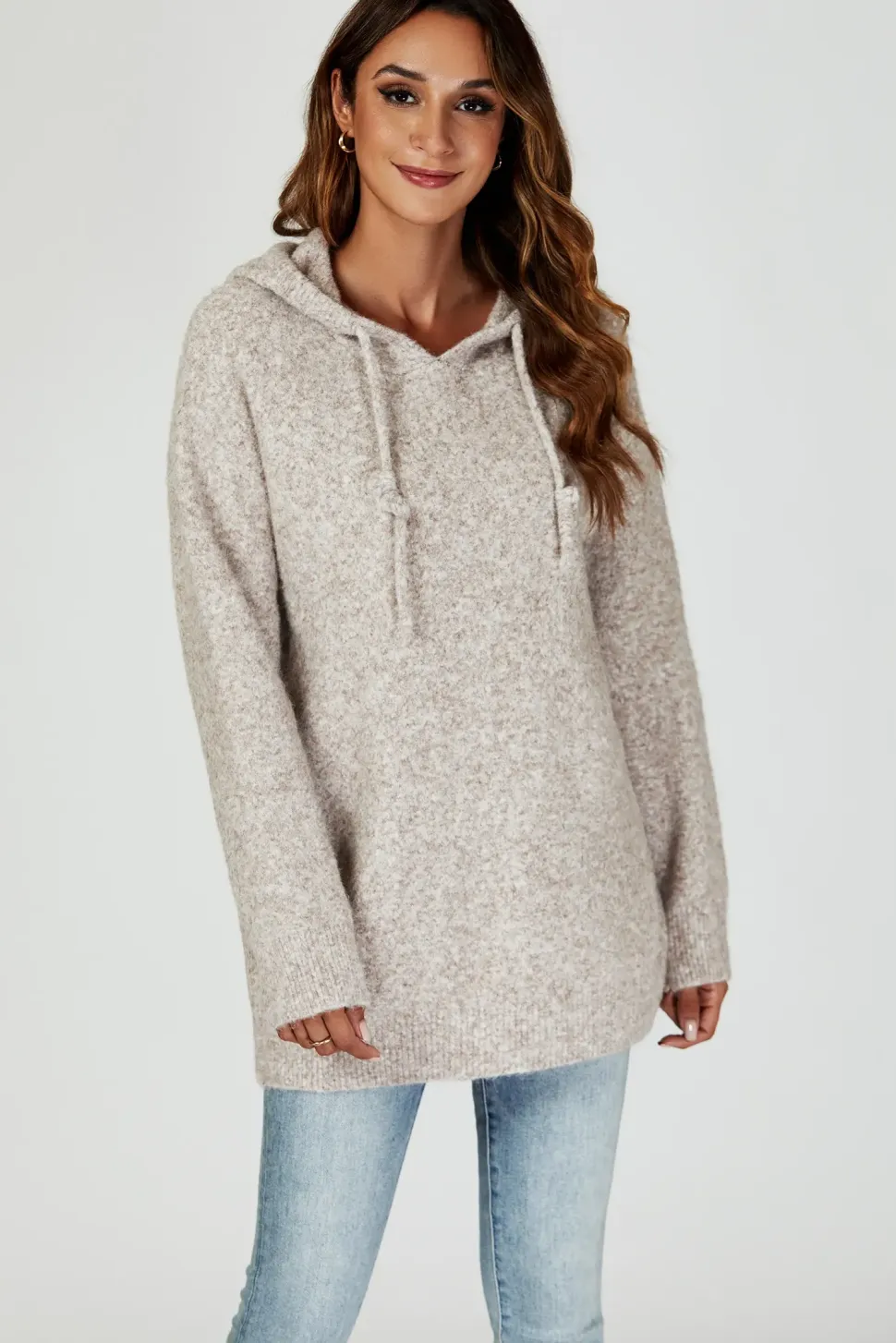 Knit Hoodie In Beige