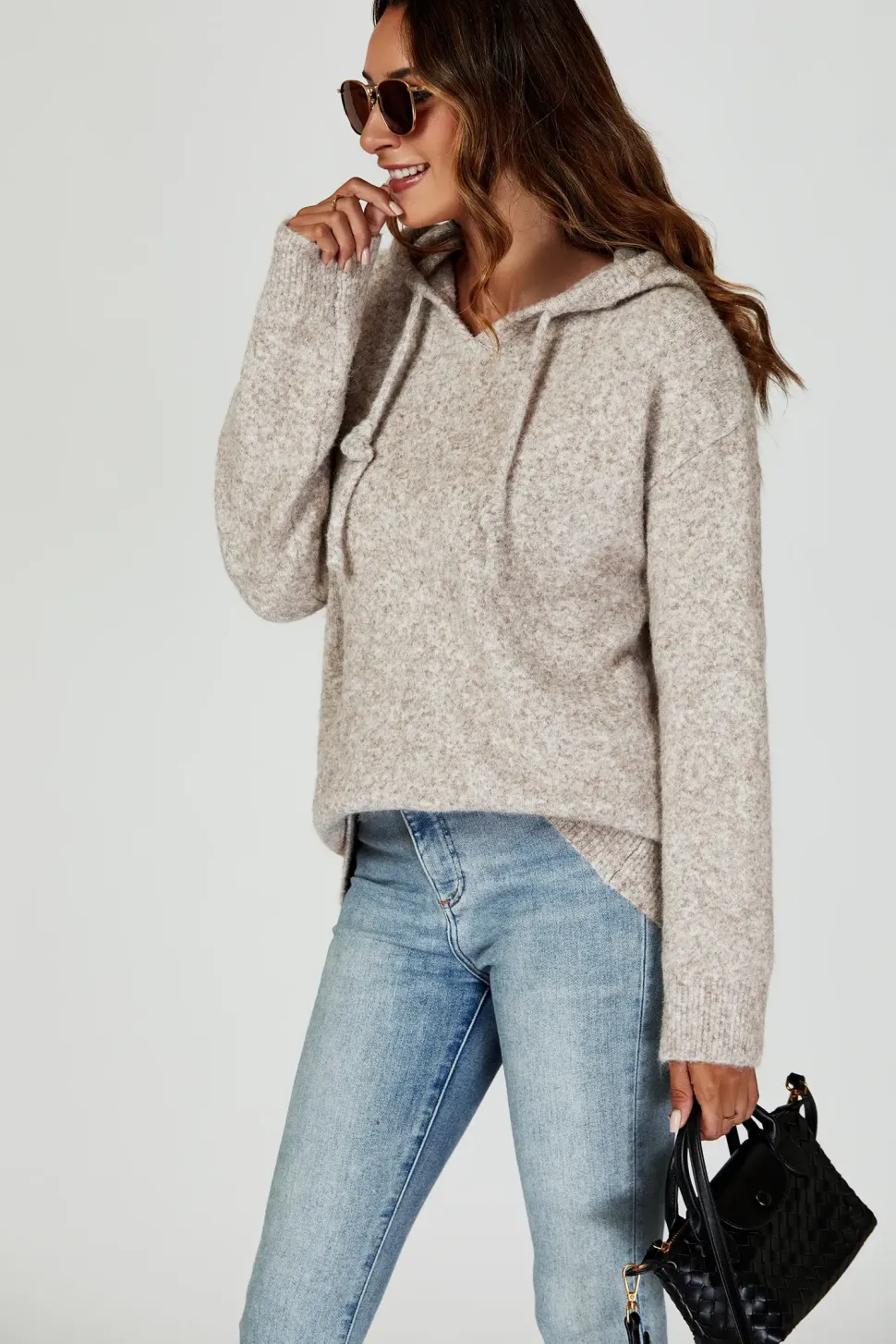 Knit Hoodie In Beige