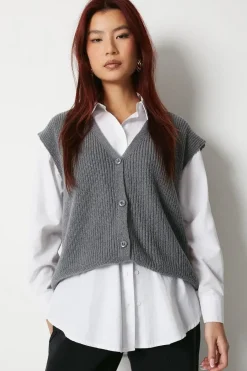 Knitted Button Through Waistcoat