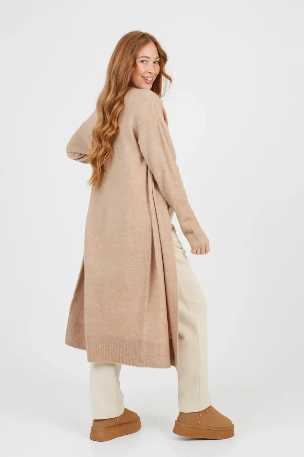 Knitted Dropped Shoulder Maxi Cardigan