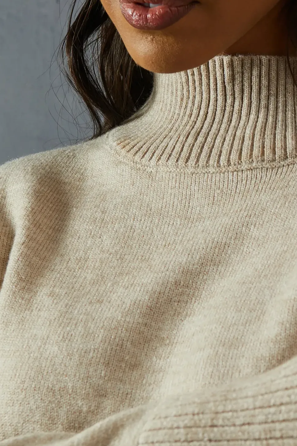 Knitted High Neck Wide Sleeve Jumper