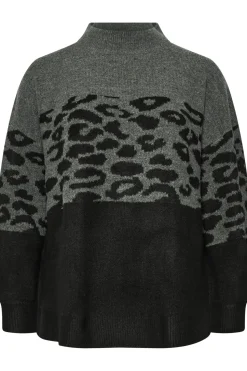 Knitted Leopard Colourblock Jumper