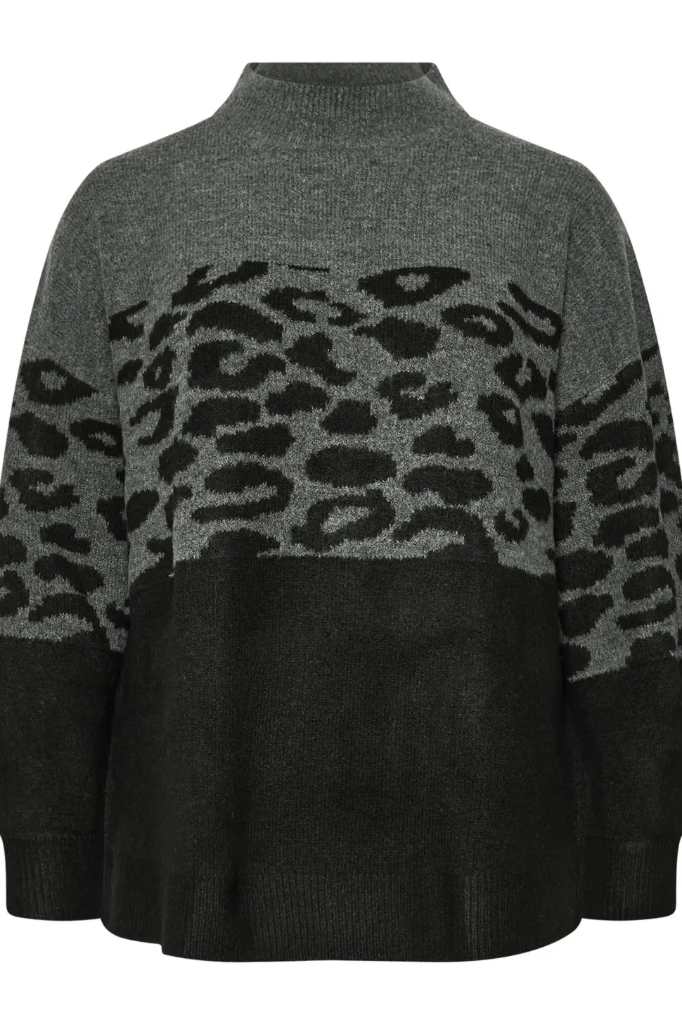 Knitted Leopard Colourblock Jumper