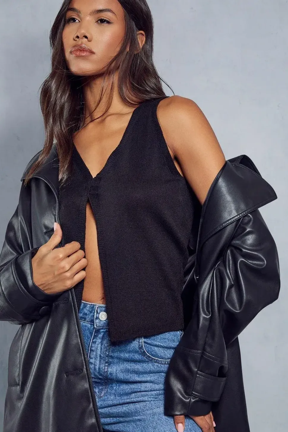 Knitted Plunge Hook & Eye Waistcoat