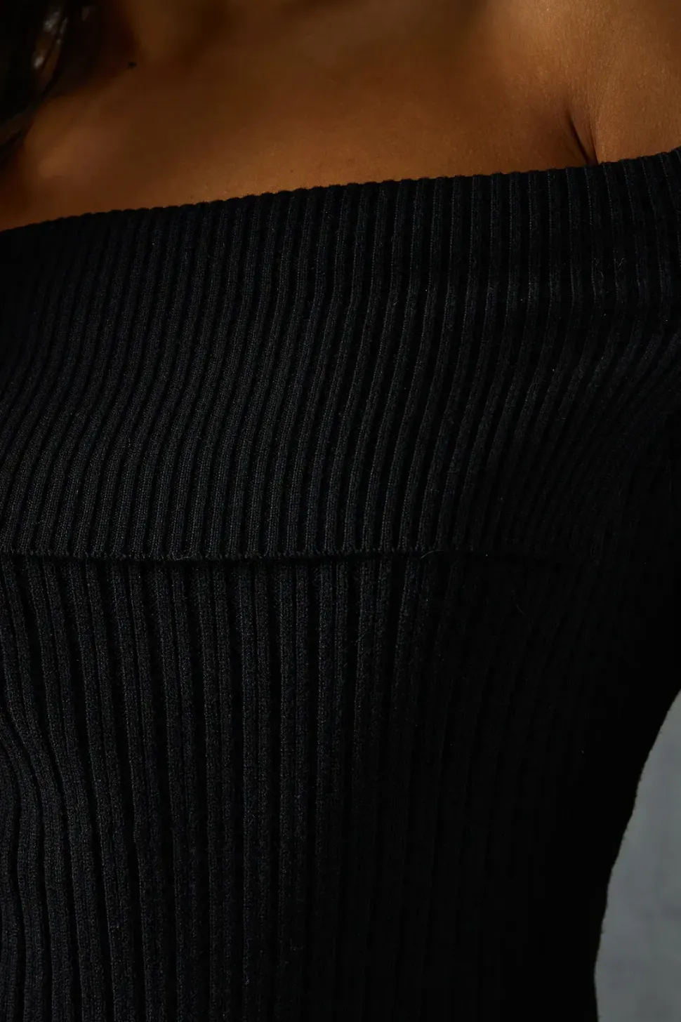 Knitted Rib Bardot Bodycon Mini Dress