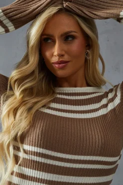 Knitted Ribbed Stripe Maxi Dress