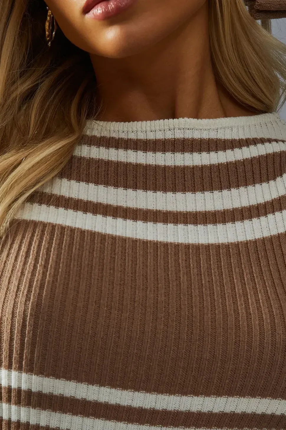 Knitted Ribbed Stripe Maxi Dress