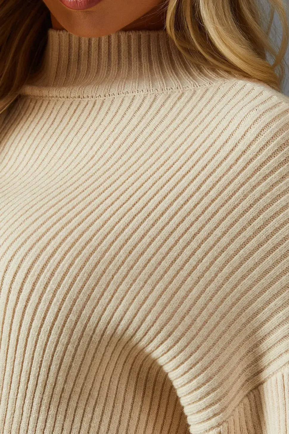 Knitted Rib Grown On Neck Split Leg Mini Dress