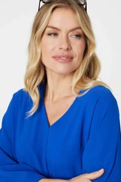 Knot Front Relaxed 3/4 Sleeve Blouse