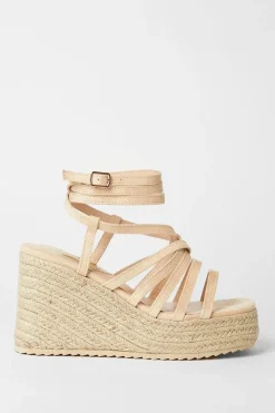 Krissy Multi Strap High Espadrille Covered Wedges
