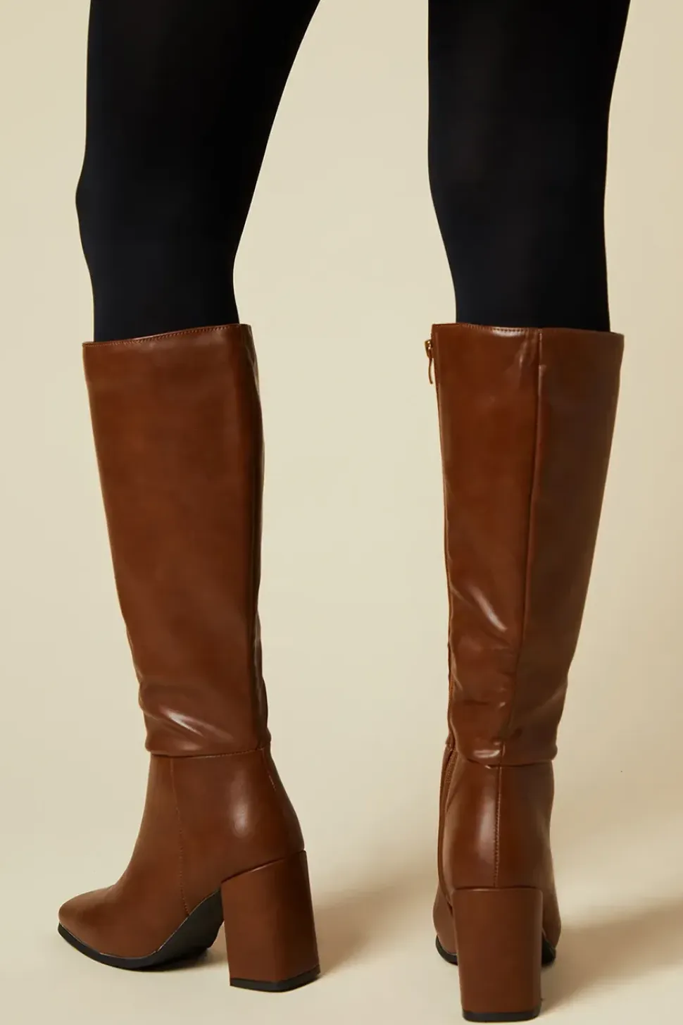 Kristen Square Toe Clean Knee High Boots