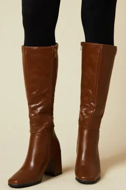 Kristen Square Toe Clean Knee High Boots