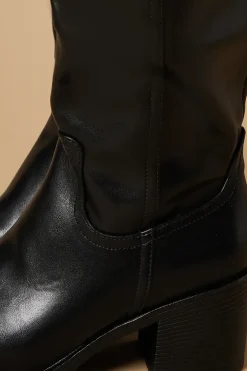 Kyrene Medium Heel Tab Detail Platform Gaucho Knee Boot