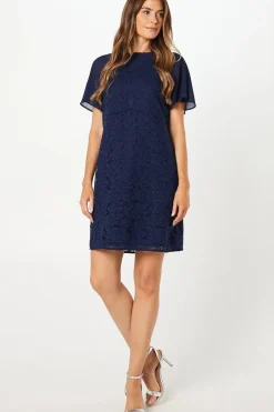 Lace Angel Sleeve Shift Dress