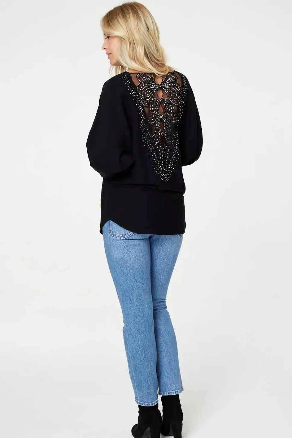 Lace Back Relaxed Fit Knit Top