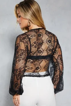 Lace Balloon Sleeve Corsage Blouse