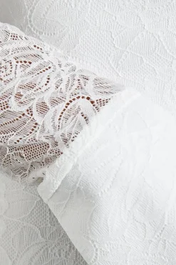 Lace Bardot Cuff Detail Bodycon Mini Dress