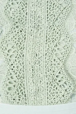 Lace Bodice Pleat Skirt Midi Dress