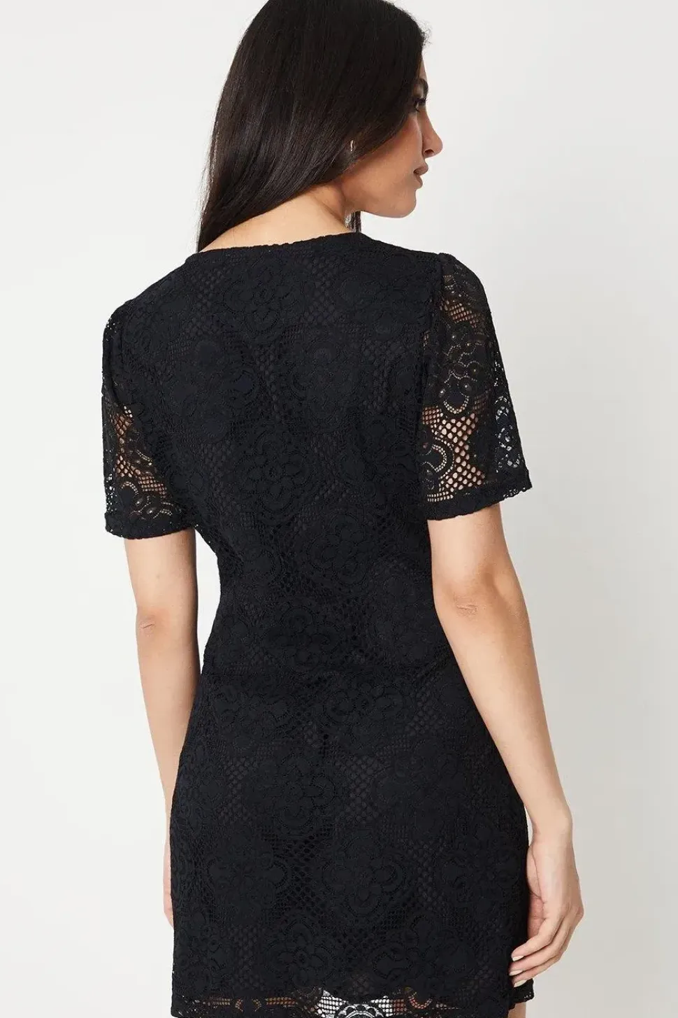 Lace Button Through Mini Dress
