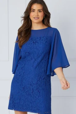 Lace Chiffon Sleeve Shift Dress