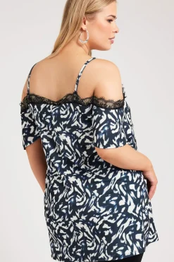 Lace Cold Shoulder Swing Top
