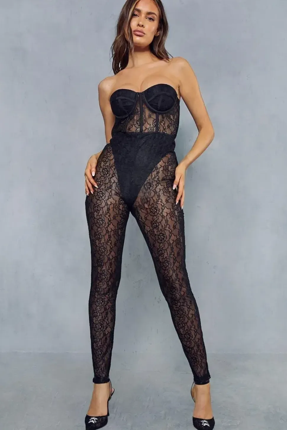 Lace Corseted Bandeau Jumpsuit