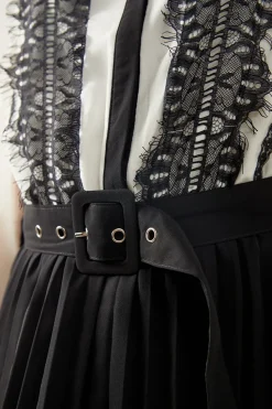 Lace Detail Collared Shirt Dress