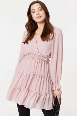Lace Detail Long Sleeve Mini Dress