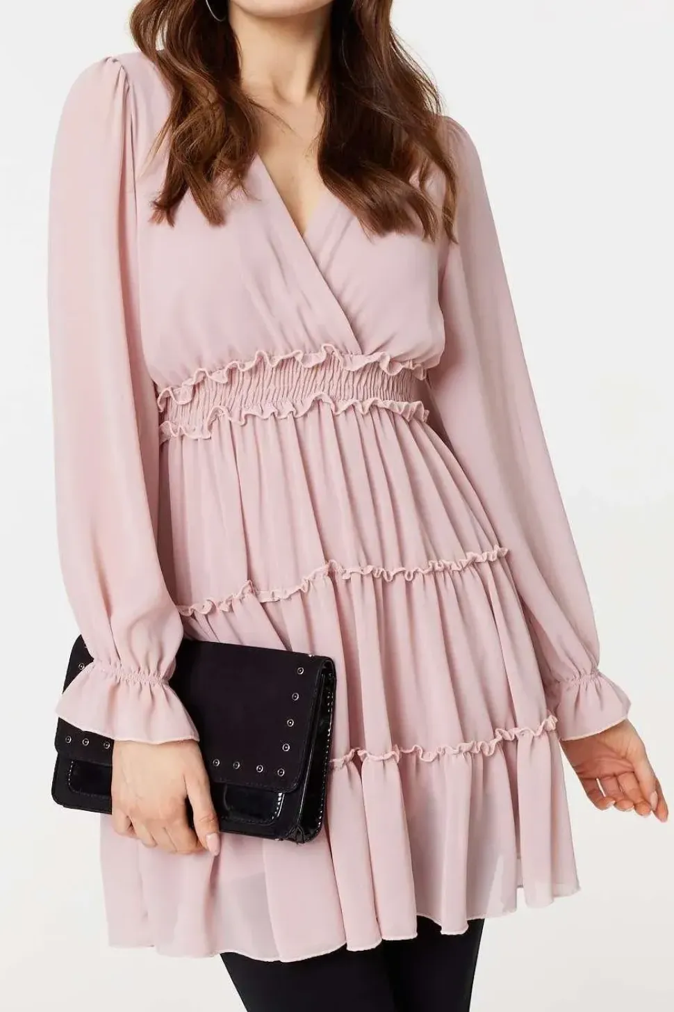 Lace Detail Long Sleeve Mini Dress