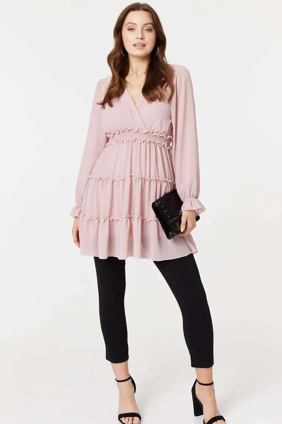 Lace Detail Long Sleeve Mini Dress